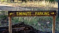 Five Minute Parking Sign In Australian Bushland Resort Royalty Free Stock Photo