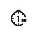 1 minute timer, stopwatch or countdown icon. Time measure. Chronometr icon. Stock Vector illustration isolated on white background