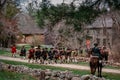 Minuteman reenactment characters march