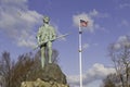 Minuteman Statue and US Flag Royalty Free Stock Photo