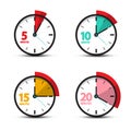 5, 10, 15, 20 Minutes Analog Clock Icons