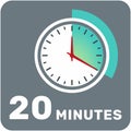 20 minutes, analog clock, isolated timer icon. Vector illustration, EPS Royalty Free Stock Photo