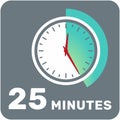 25 minutes, analog clock, isolated timer icon. Vector illustration, EPS Royalty Free Stock Photo