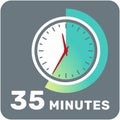 35 minutes, analog clock, isolated timer icon. Vector illustration, EPS