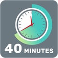 40 minutes, analog clock, isolated timer icon. Vector illustration, EPS Royalty Free Stock Photo