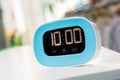 10 Minutes - Digital Blue Kitchen Timer On White Table Royalty Free Stock Photo