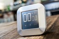 0 Minutes - Digital Chrome Kitchen Timer On Wooden Table Royalty Free Stock Photo