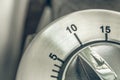 10 Minutes - Macro Of An Analog Chrome Kitchen Timer On Wooden Table