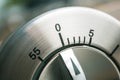 0 Minutes - Macro Of An Analog Metal Timer On A Wooden Floor Royalty Free Stock Photo