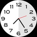 25 minutes past 7 o`clock analog clock icon