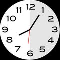 5 minutes past 8 o`clock analog clock icon Royalty Free Stock Photo