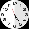 25 minutes past 5 o`clock analog clock icon