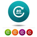 20 Minutes rotation icon. Timer symbol sign. Web Button. Royalty Free Stock Photo
