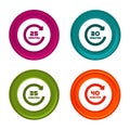 25, 30, 35 and 40 Minutes rotation icons. Timer symbols. Colorful web button with icon