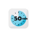 50 minutes on stopwatch icon in flat style. Clock face timer vector illustration on isolated background. Countdown sign business