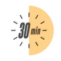 30 minutes. Timer, clock, or stopwatch icon. The timestamp