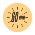 60 minutes. Timer, clock, or stopwatch icon. The timestamp