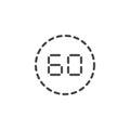 60 minutes timer outline icon