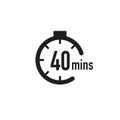 40 minutes timer, stopwatch or countdown icon. Time measure. Chronometr icon. Stock Vector illustration isolated on white