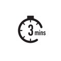 3 minutes timer, stopwatch or countdown icon. Time measure. Chronometr icon. Stock Vector illustration isolated on white