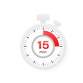 The 15 minutes timer. Stopwatch icon in flat style Royalty Free Stock Photo