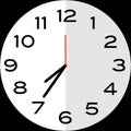 25 minutes to 8 o`clock analog clock icon