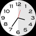 25 minutes to 4 o`clock analog clock icon