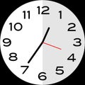 25 minutes to 1 o`clock analog clock icon