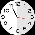 5 minutes to 11 o`clock analog clock icon