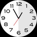 5 minutes to 1 o`clock analog clock icon