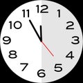 5 minutes to 12 o`clock analog clock icon Royalty Free Stock Photo