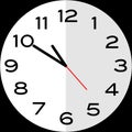 10 minutes to 11 o`clock analog clock icon