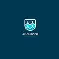 Mio Mare restaurant logo. Double letter M as waves in a badge. My maritime seafood restaurant logo.