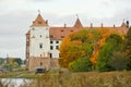 Mir Castle Complex. Autumn. Unesco world heritage site. Royalty Free Stock Photo
