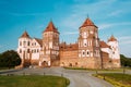 Mir, Belarus. Mir Castle Complex On Blue Sunny Sunset Sky Backgr Royalty Free Stock Photo