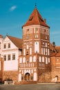 Mir, Belarus. Old Towers Of Mir Castle Complex On Blue Sunny Sky Royalty Free Stock Photo