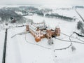 Mir Castle in Belarus. Winter. Drone photo Royalty Free Stock Photo
