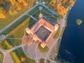 Mir castle in the sunsetlight. Drone aerial HDR-hoto Royalty Free Stock Photo