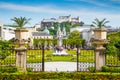 Mirabell Gardens with Fortress Hohensalzburg in Salzburg, Austria Royalty Free Stock Photo