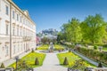 Mirabell Gardens with Hohensalzburg Fortress in Salzburg, Austria Royalty Free Stock Photo