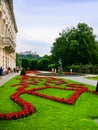 The Mirabell Gardens and the Schloss Mirabell in Salzburg in Austria