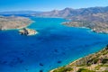Mirabello Bay view with Spinalonga island on Crete Royalty Free Stock Photo