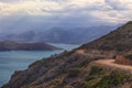 Mirabello bay view with Spinalonga island on Royalty Free Stock Photo