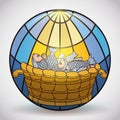 Miracle of Fishes Multiplication in Stained Glass Style, Vector Illustration Royalty Free Stock Photo