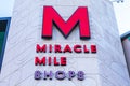 Miracle Mile Shops sign at the main entrance to 1.2-mile long enclosed shopping mall on the Strip