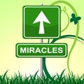 Miracles Sign Means Placard Message And Arrow