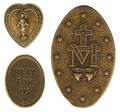 Miraculous Christian Antique Bronze Medals of Mary