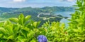 Miradouro da Boca do Inferno overlooking the lakes of Sete Cidades, island Sao Miguel, Azores Royalty Free Stock Photo