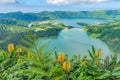 Miradouro da Boca do Inferno overlooking the lakes of Sete Cidades, island Sao Miguel, Azores Royalty Free Stock Photo