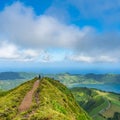 Miradouro da Boca do Inferno overlooking the lakes of Sete Cidades, island Sao Miguel, Azores Royalty Free Stock Photo